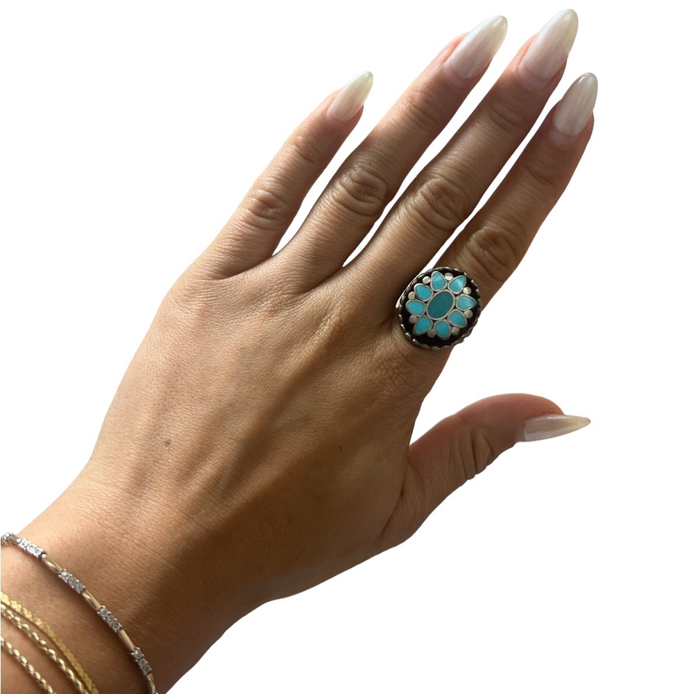 Vintage Sterling Silver and Turquoise Ring Signed “LL”